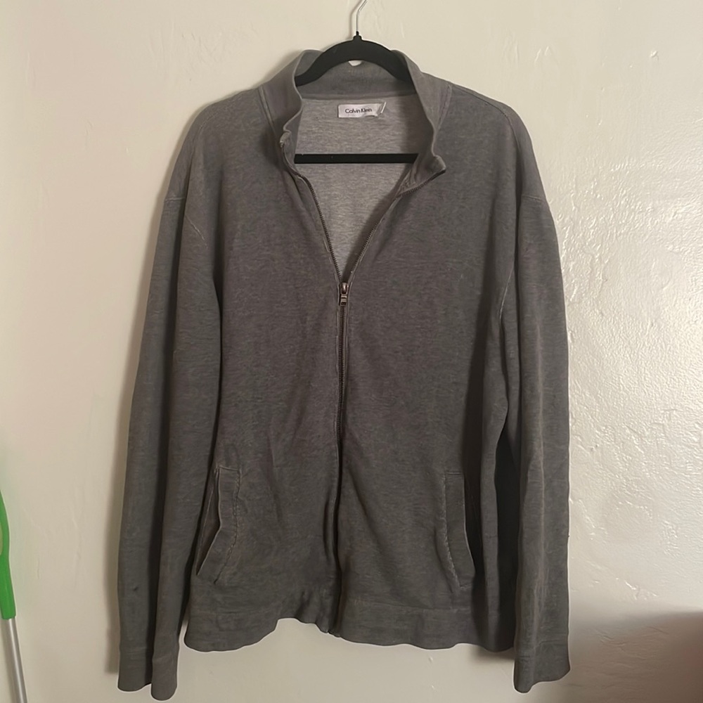 calvin klein grey zip up jacket